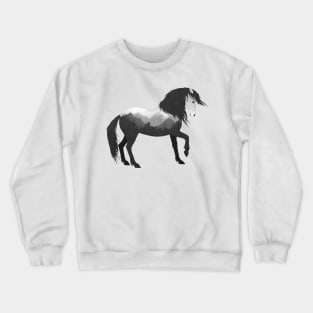 Dramabite Wild Horse Mustang Equine Double Exposure Wildlife Animal Crewneck Sweatshirt